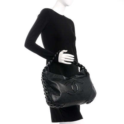 Chanel Calfskin Modern Chain Rhodoid Hobo Black 2 of 7