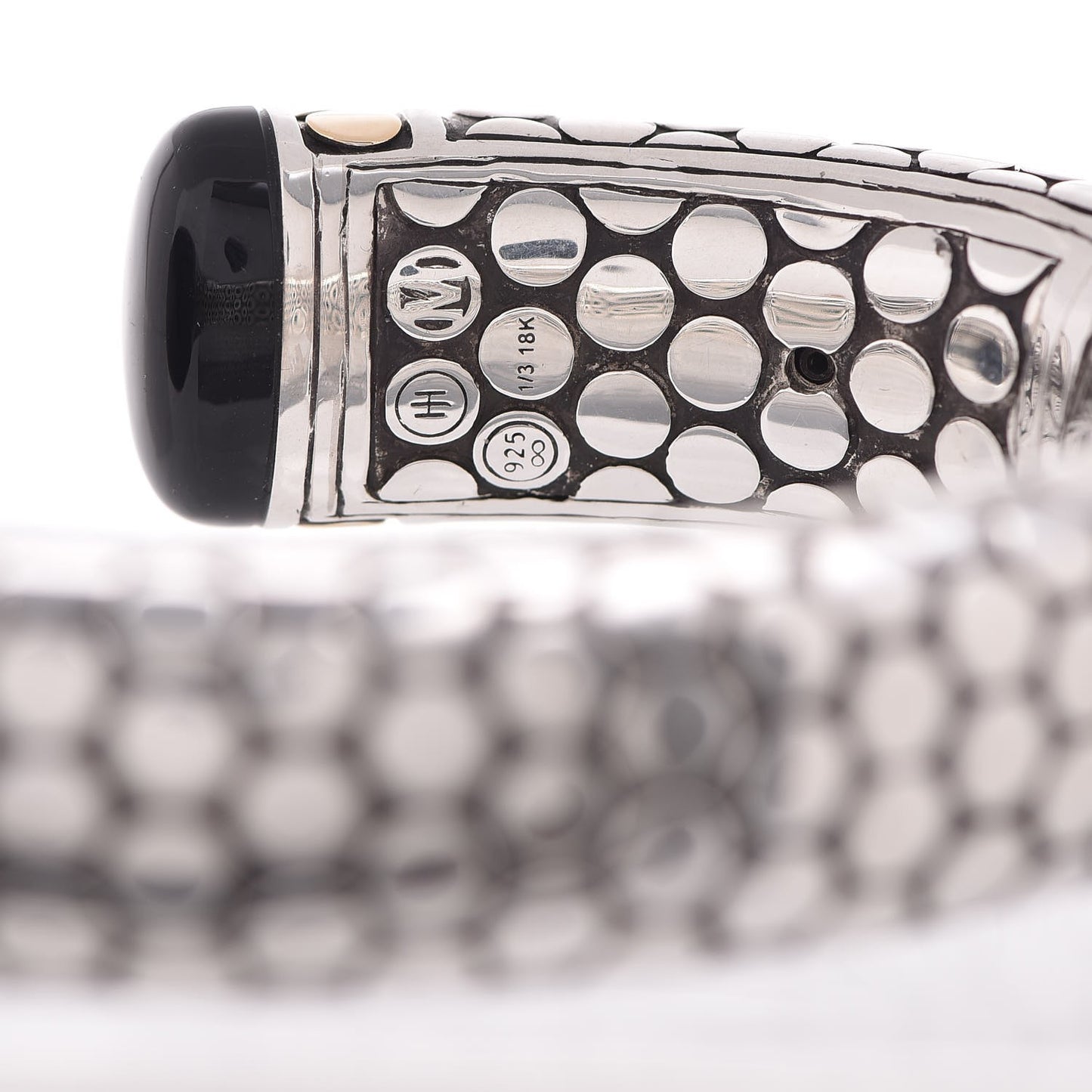 Sterling Silver 18K Yellow Gold Onyx Dot Cuff