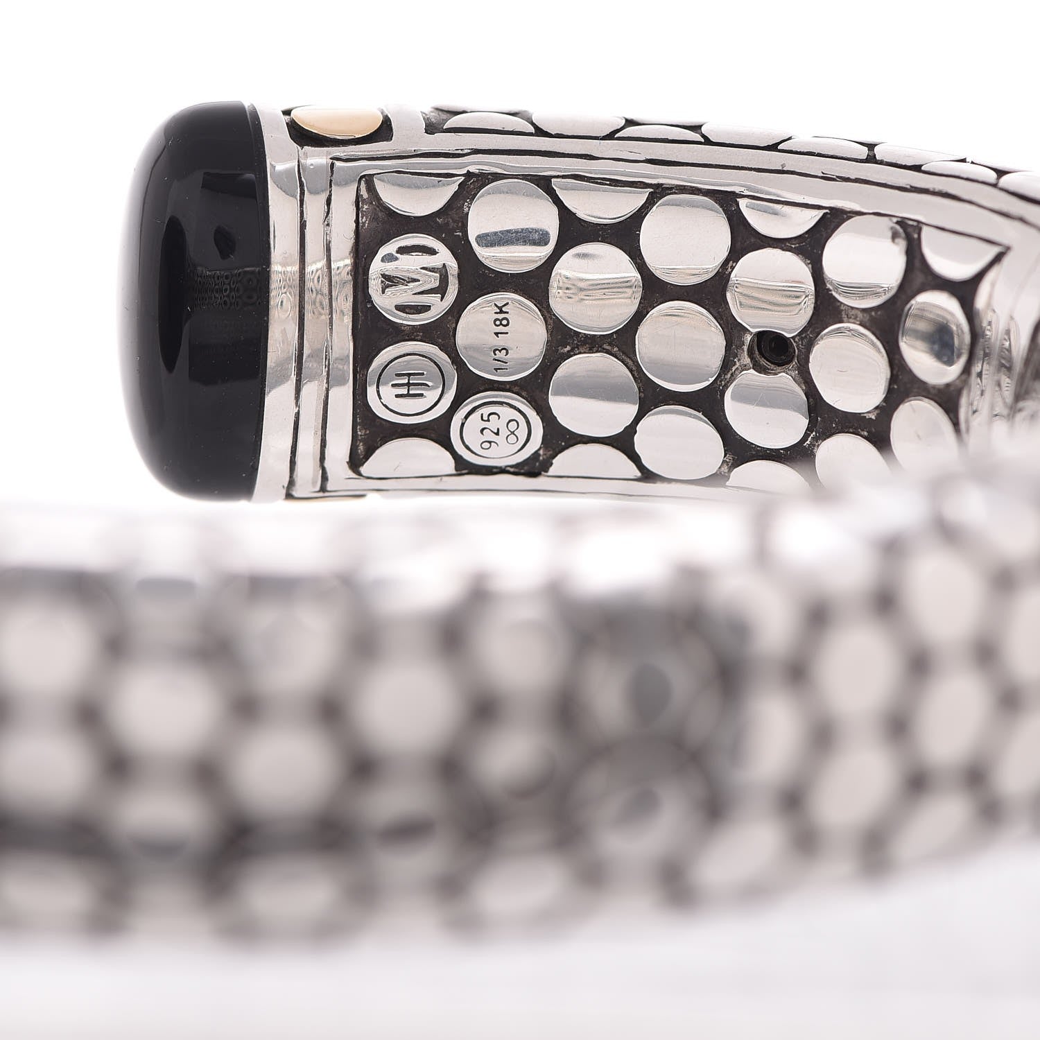 John Hardy Sterling Silver 18K Yellow Gold Onyx Dot Cuff 4 of 4