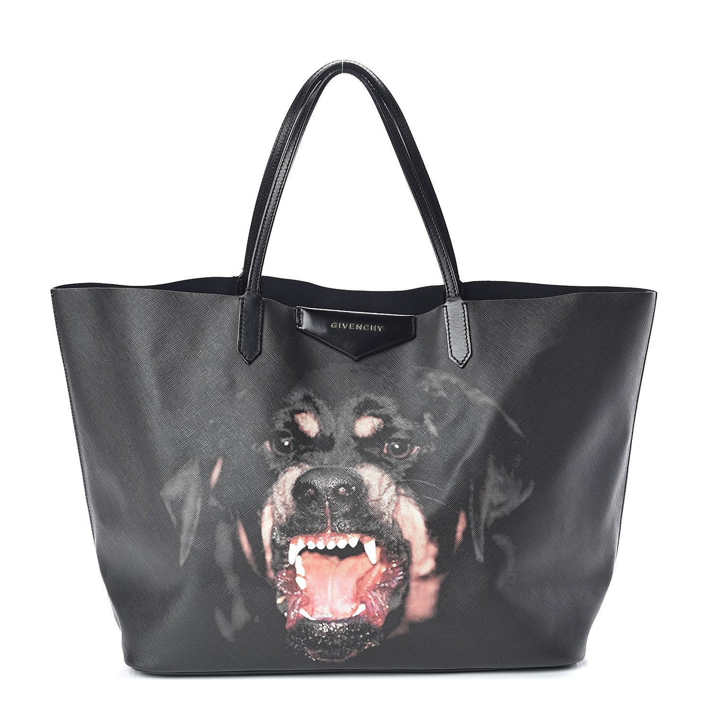 Textured Coated Canvas Rottweiler Pint Large Antigona Tote Black