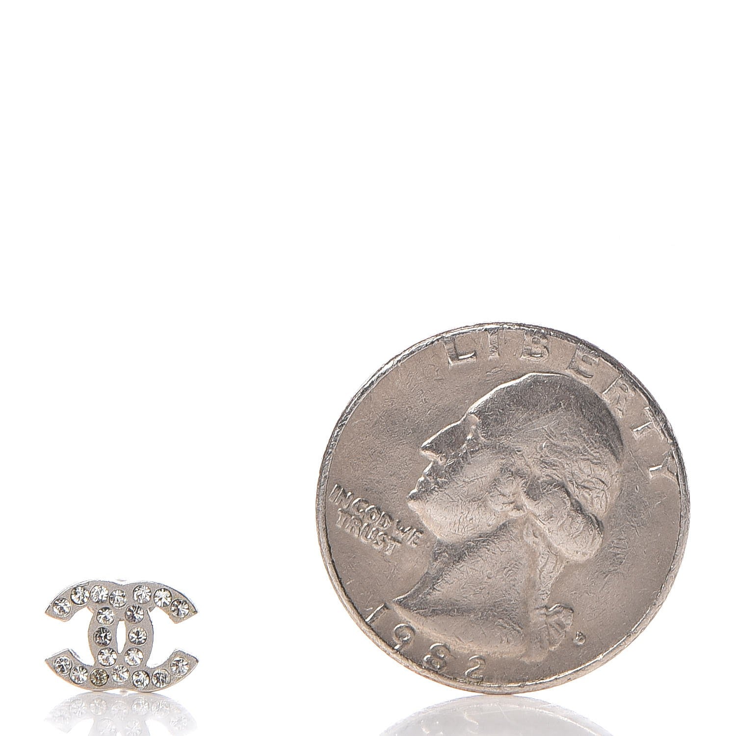 Chanel Crystal Mini Timeless CC Earrings Silver 2 of 3