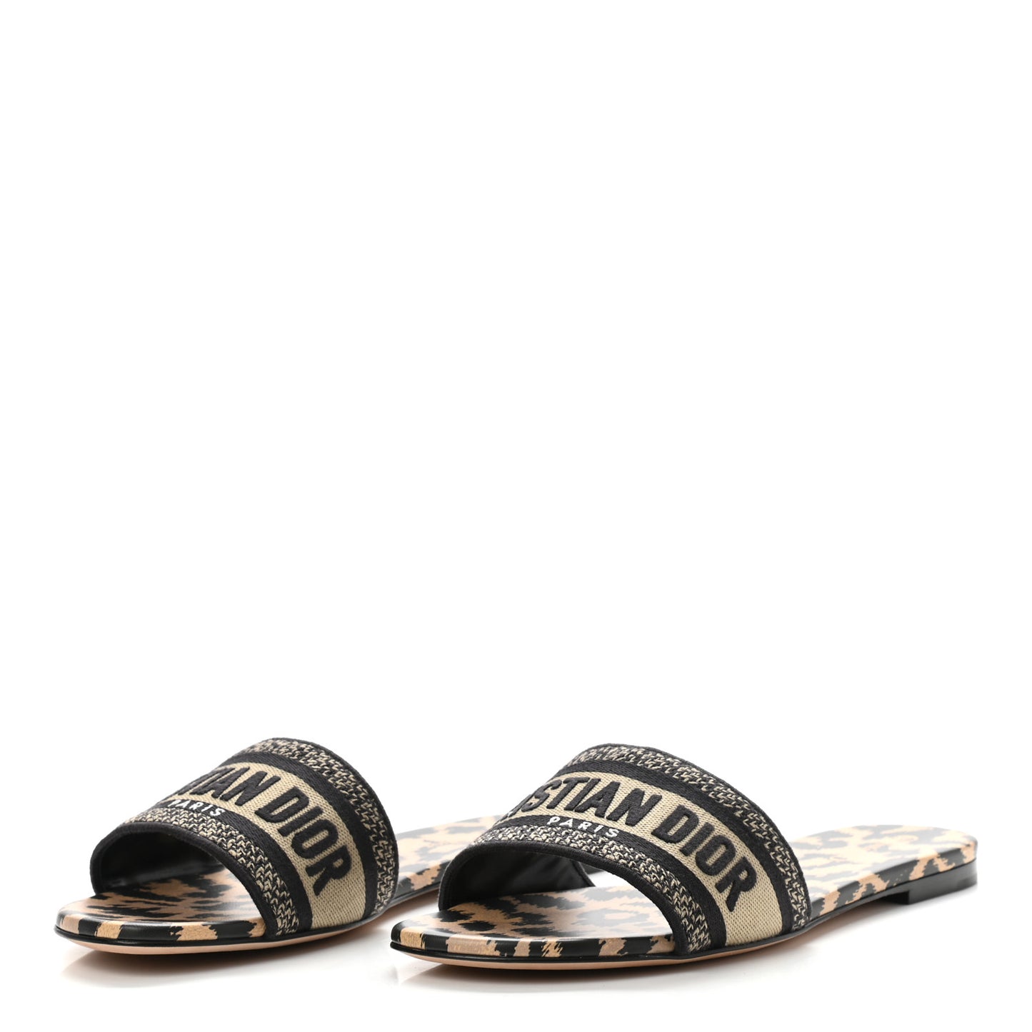 Canvas Mizza Embroidered Dway Mules Slide Sandals 40.5 Beige Multicolor