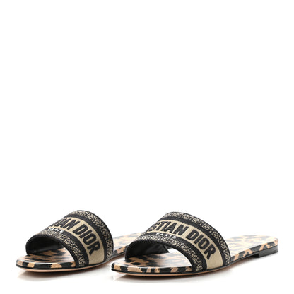 Christian Dior Canvas Mizza Embroidered Dway Mules Slide Sandals 40.5 Beige Multicolor 3 of 11