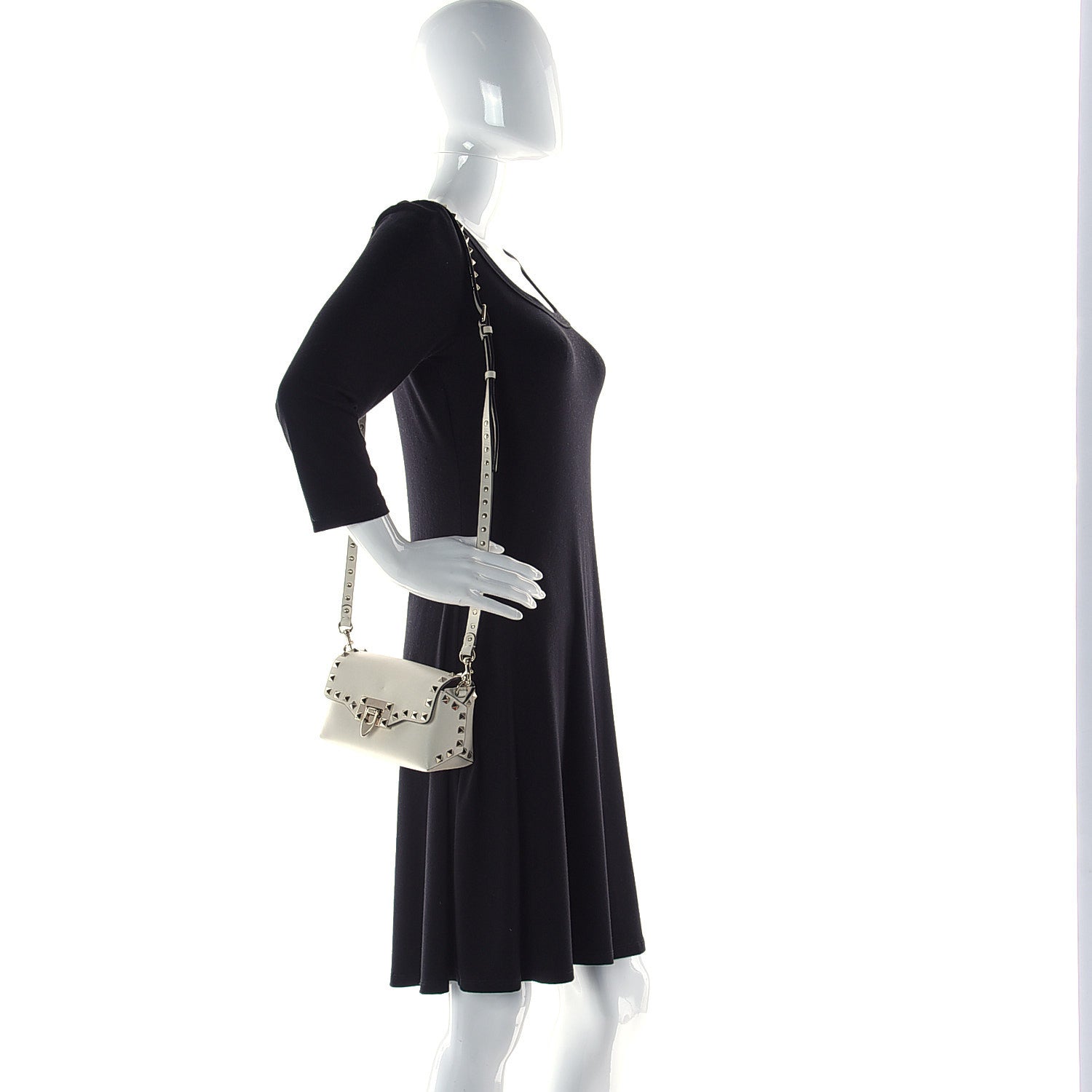 Valentino Garavani Calfskin Mini Rockstud Crossbody Bag Ivory 2 of 12