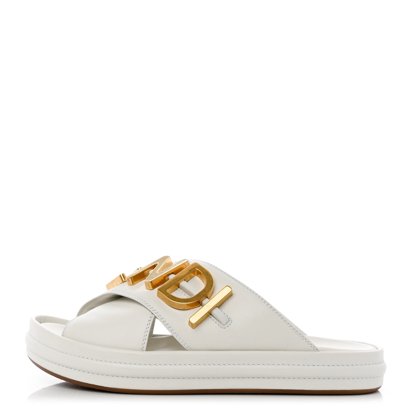 Vitello Womens Fendigraphy Slide Sandals 36.5 White Ice