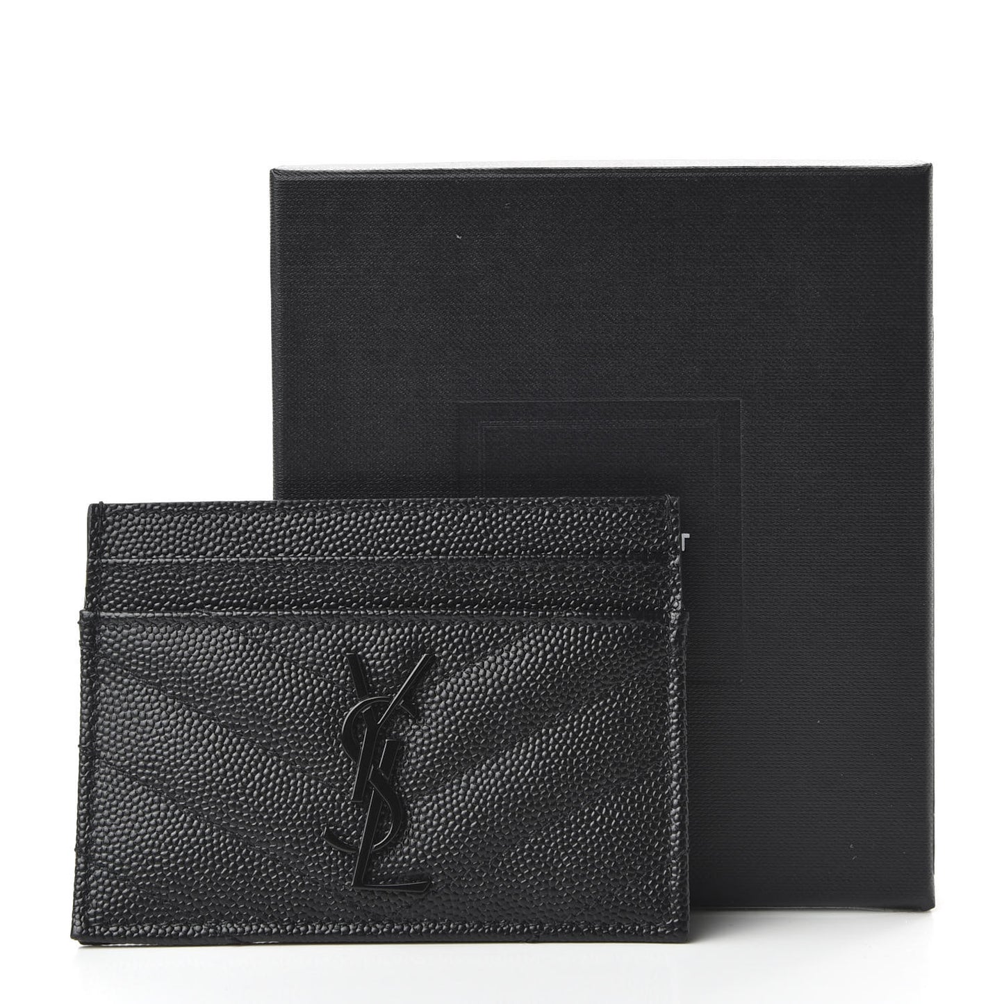 Grain De Poudre Matelasse Chevron Monogram Credit Card Case Black