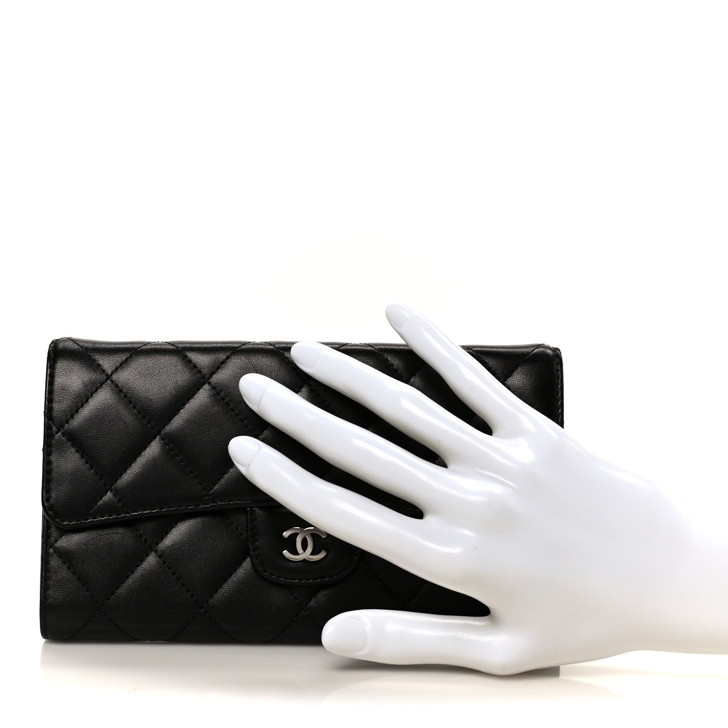 Chanel Lambskin Quilted Large Flap Wallet Black 2 of 10