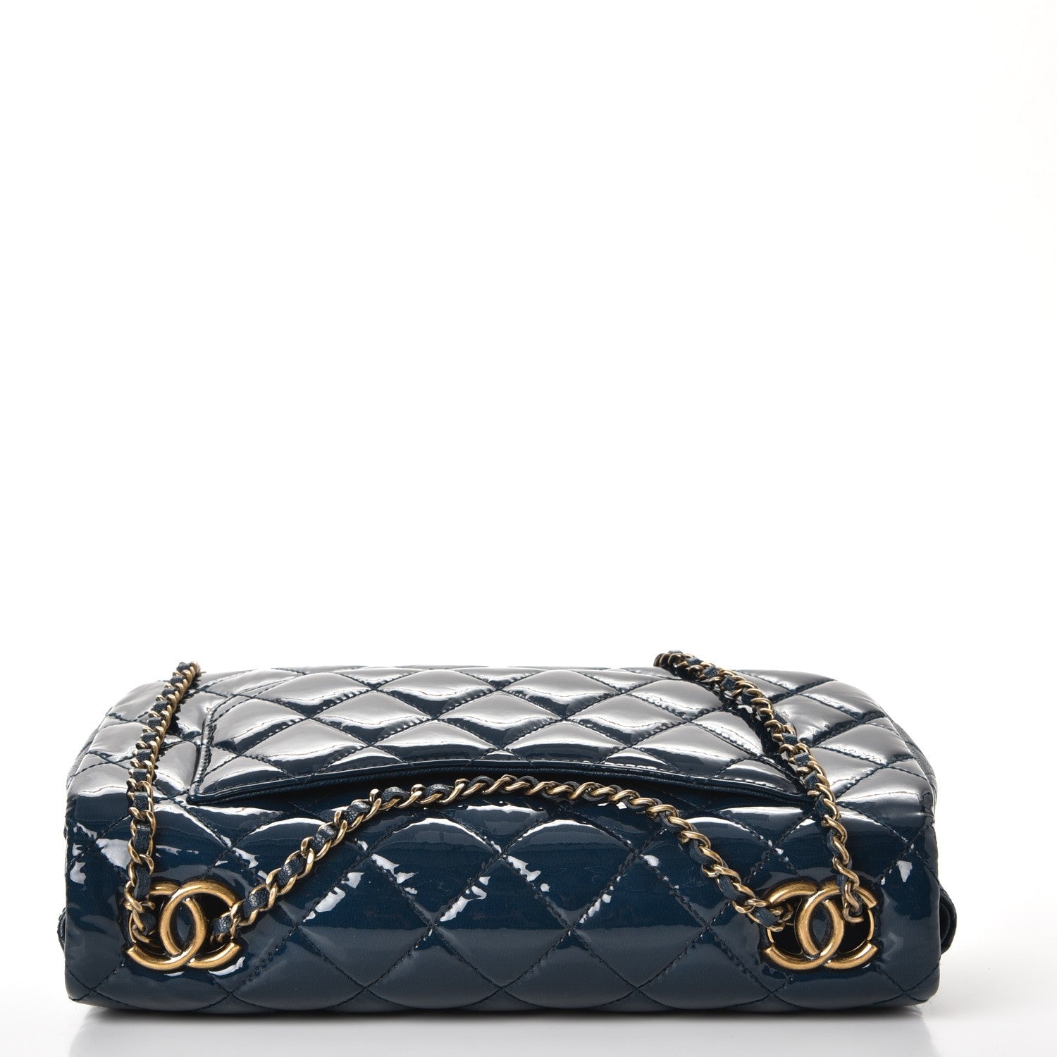 Chanel Patent Goatskin Quilted Medium CC Eyelet Flap Blue 6 of 12