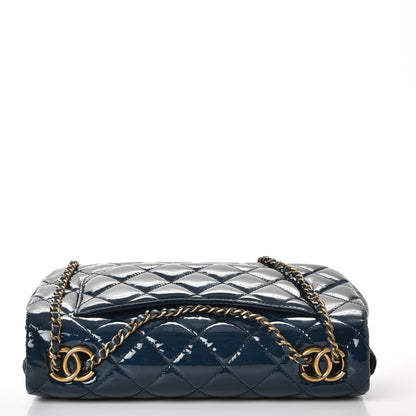 Chanel Patent Goatskin Quilted Medium CC Eyelet Flap Blue 6 of 12