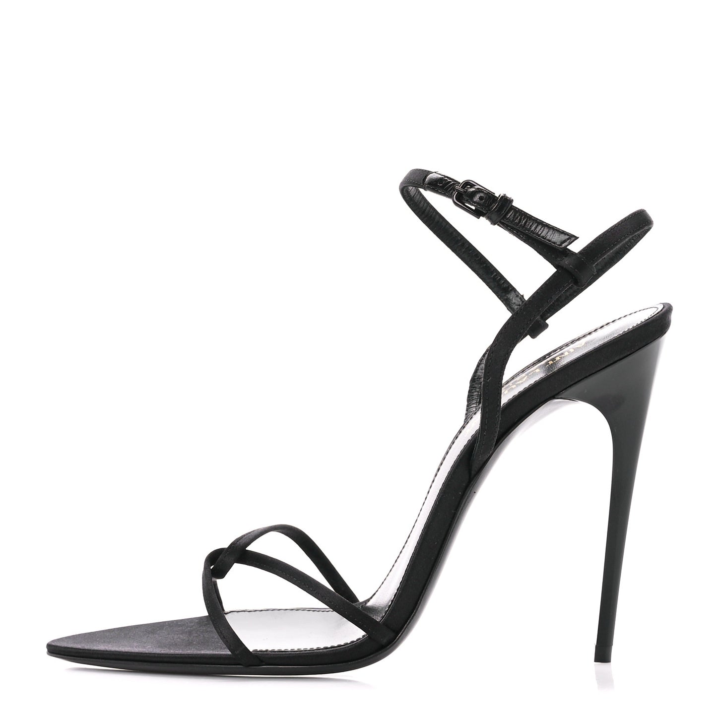 Crepe Satin Clara 110 Ankle Strap Sandals 38 Black