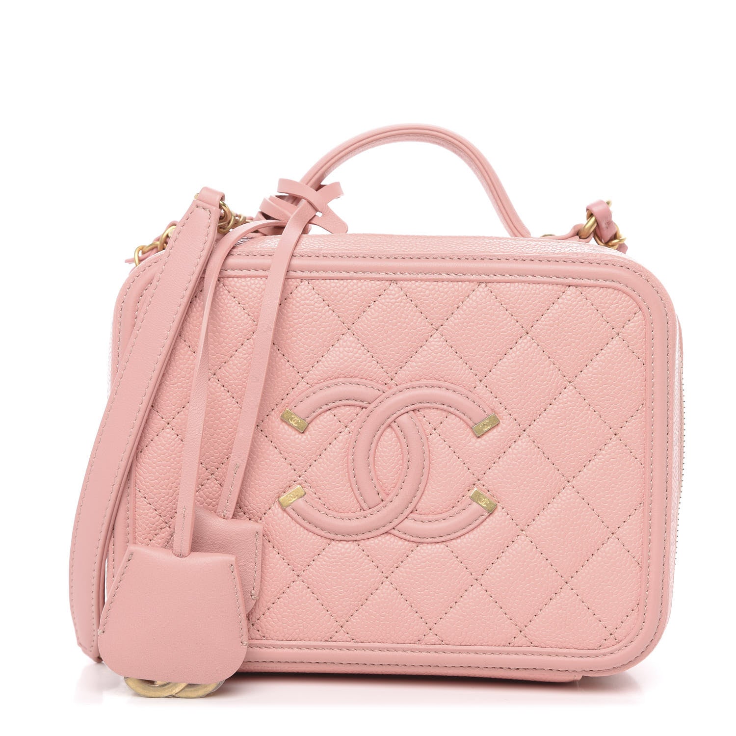 Chanel Caviar Quilted Medium CC Filigree Vanity Case Pink 1 of 13