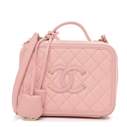 Chanel Caviar Quilted Medium CC Filigree Vanity Case Pink 1 of 13