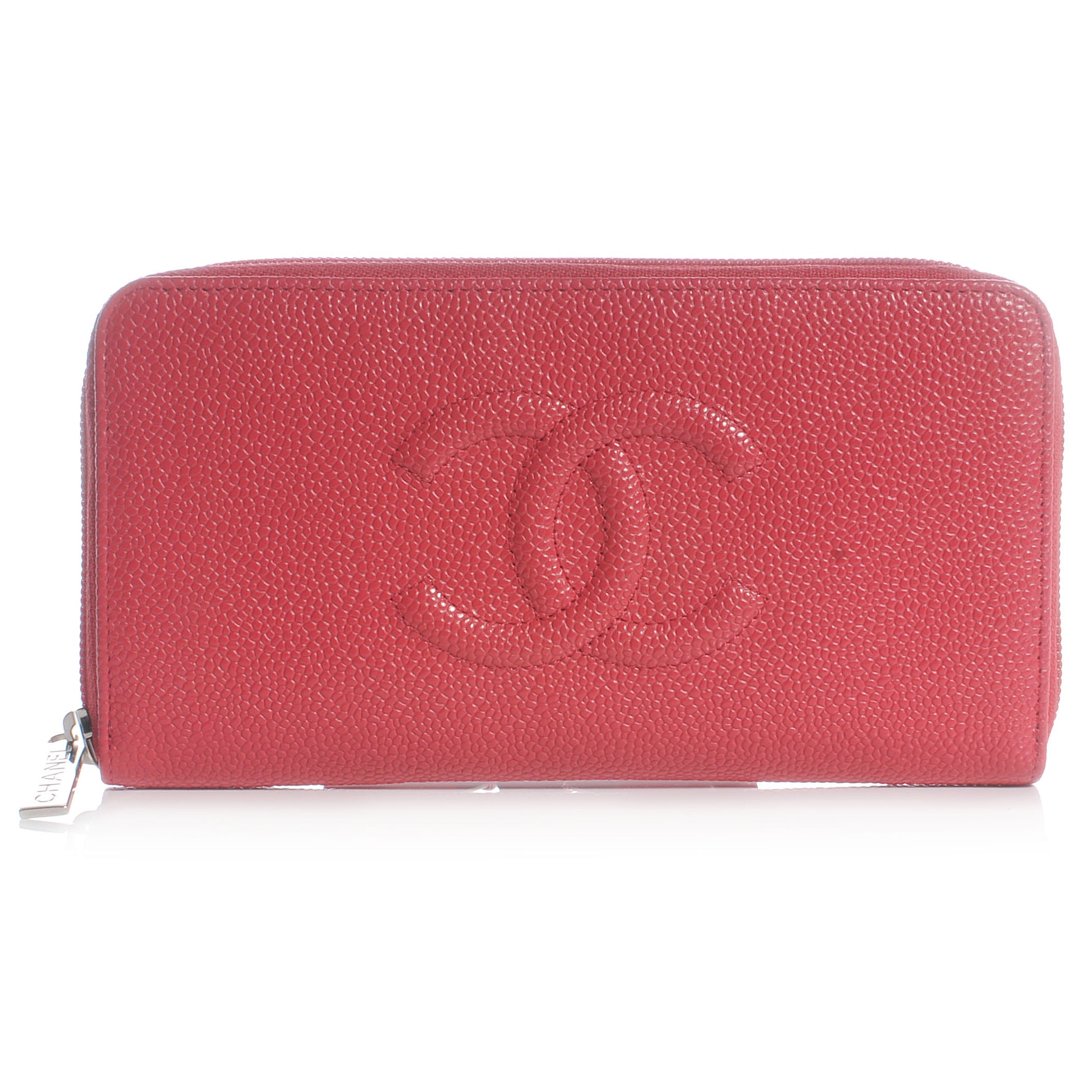 Chanel Caviar CC Large Gusset Zip Around Wallet Dark Pink 1 of 9