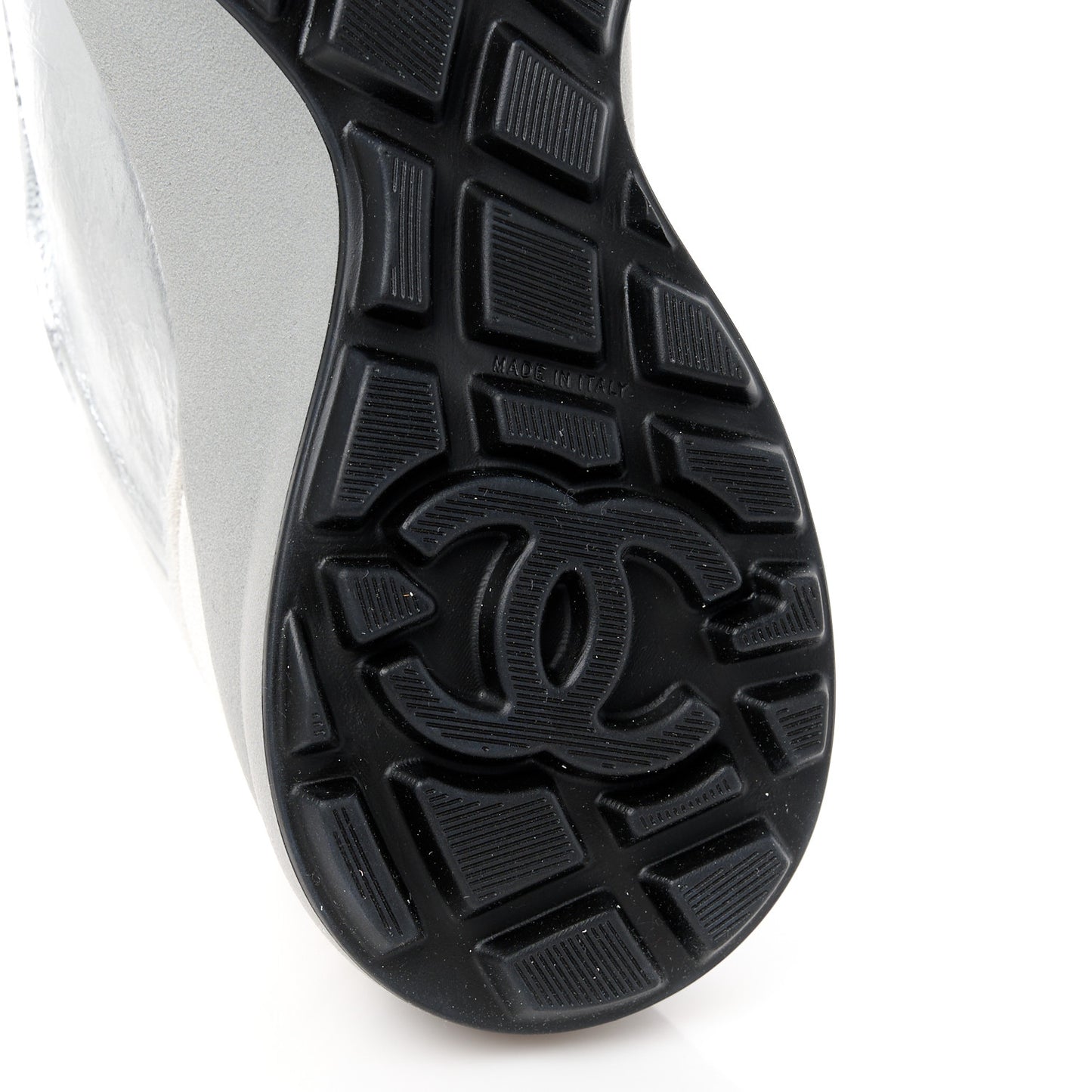 Laminated Calfskin Suede CC Sneakers 37 Silver Light Grey