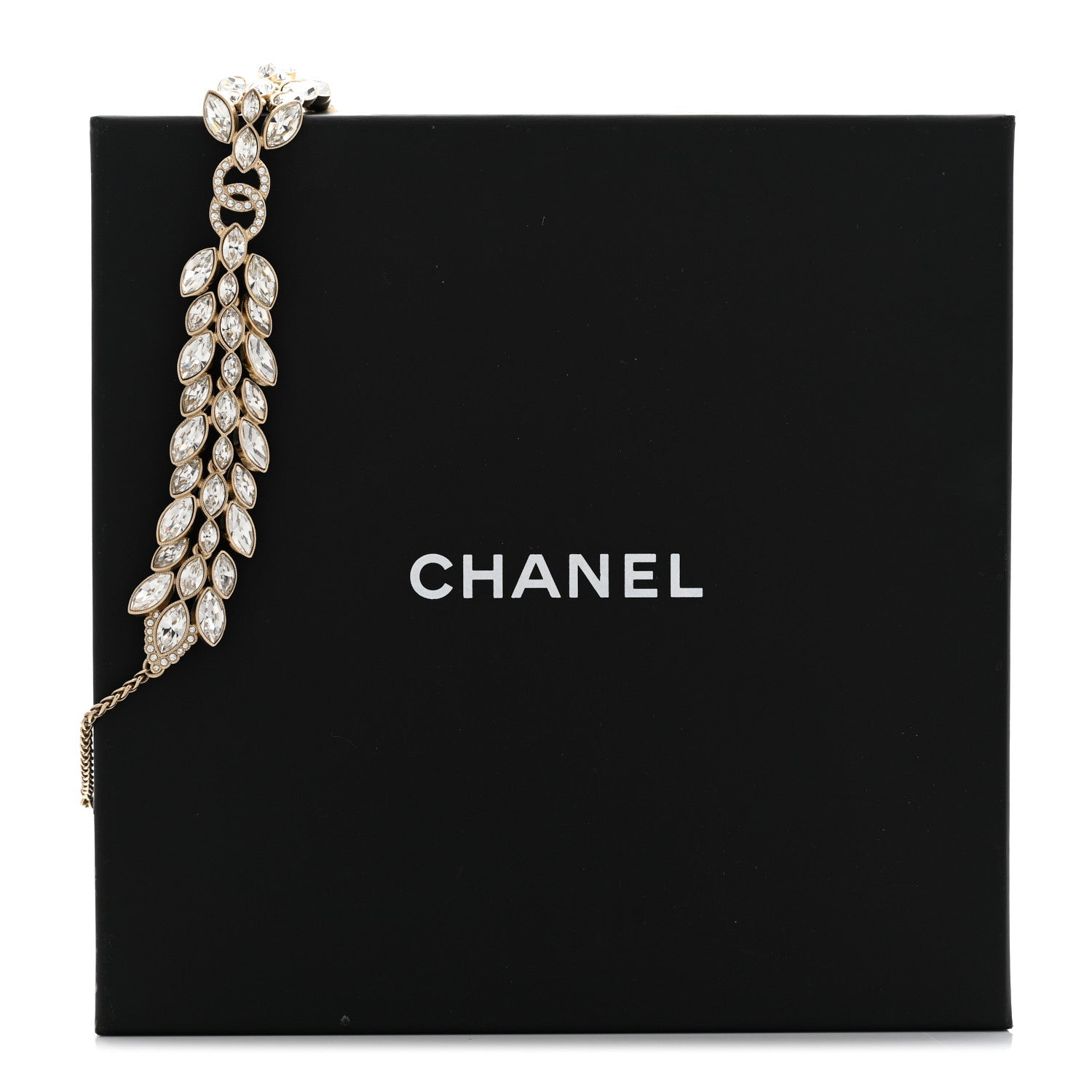 Chanel Crystal Sparkling Wheat CC Choker Necklace Gold 7 of 7