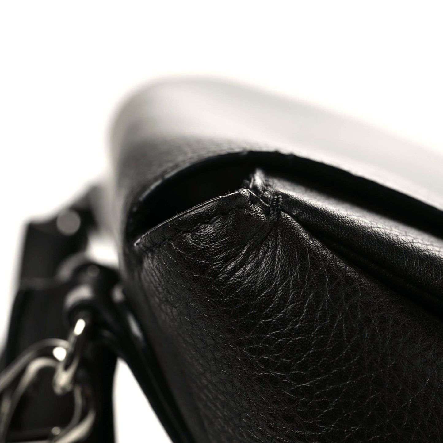 Grained Calfskin Medium Pandora Pure Flap Bag Black