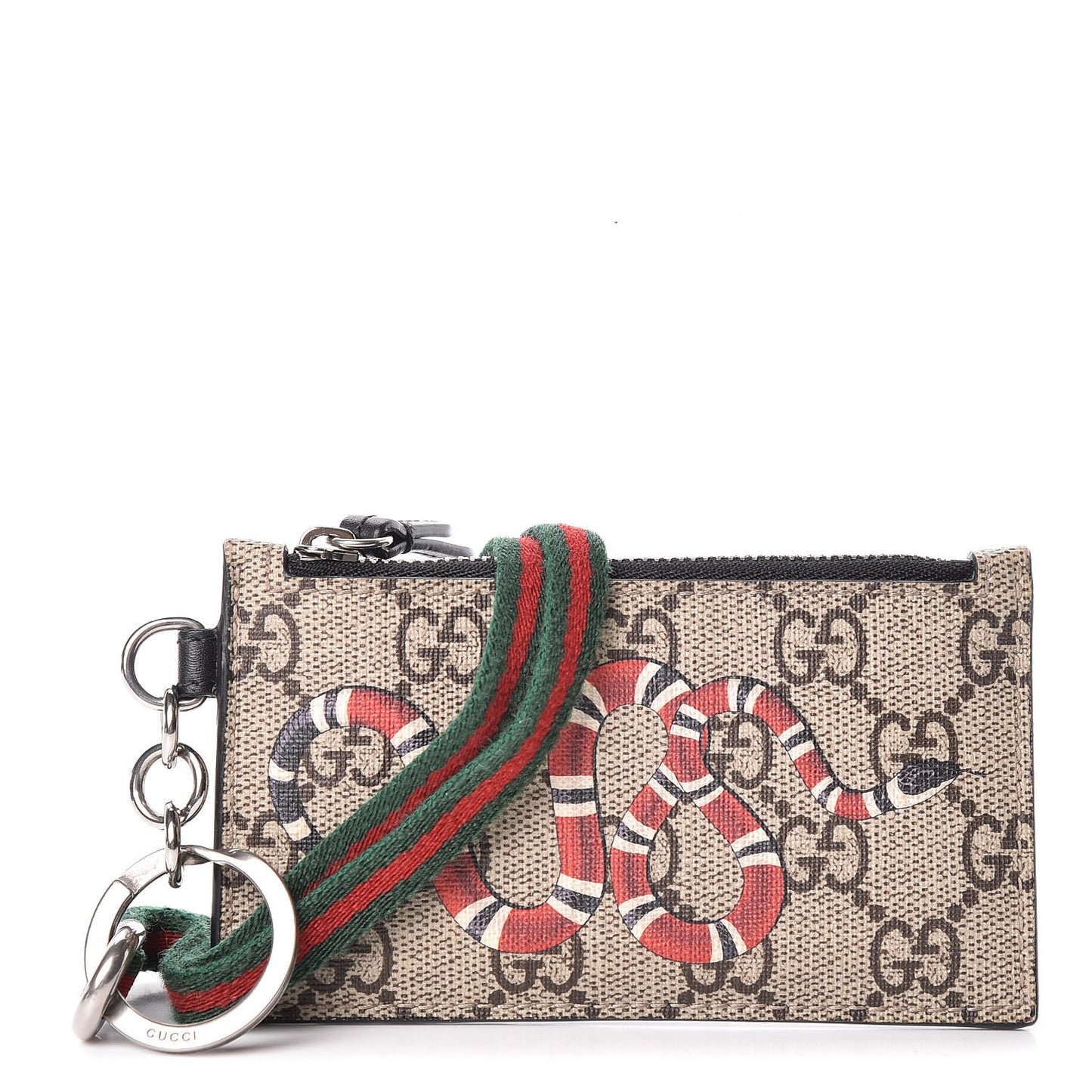 GG Supreme Monogram Kingsnake Lanyard Coin Case Card Holder
