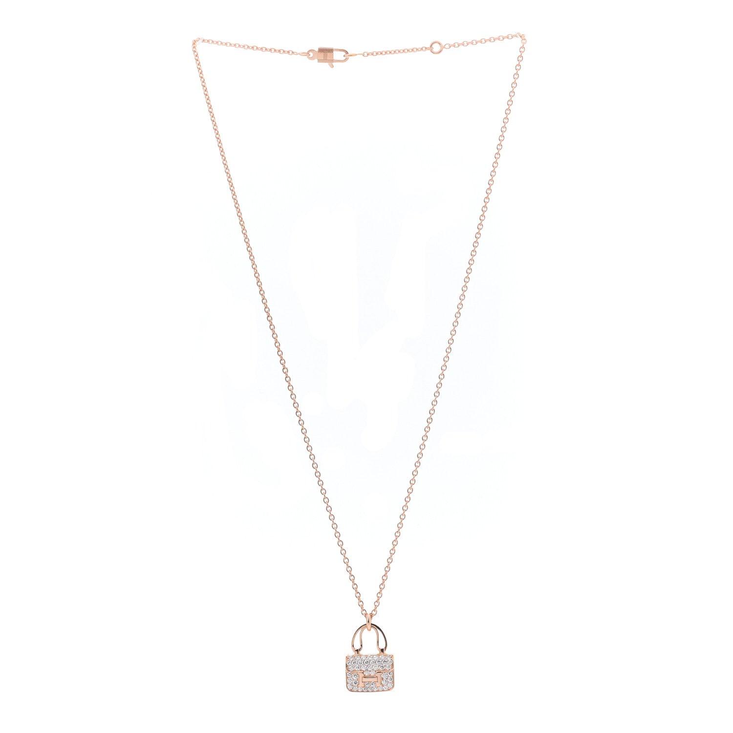 Hermes 18K Rose Gold Diamond Constance Amulettes Pendant Necklace 3 of 6