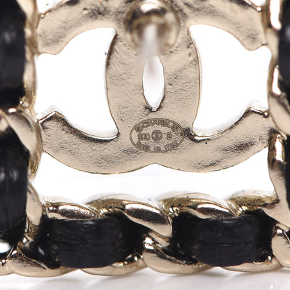 Chanel Crystal Lambskin Chain Sergeant Stud Earrings Black Gold 3 of 4
