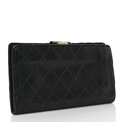 Chanel Lambskin Diamond Stitched French Wallet Black 3 of 8