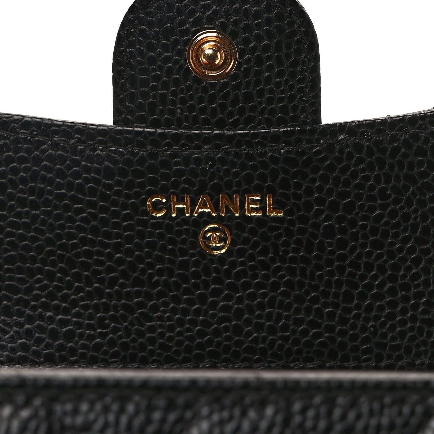Caviar Quilted Compact Flap Wallet Black