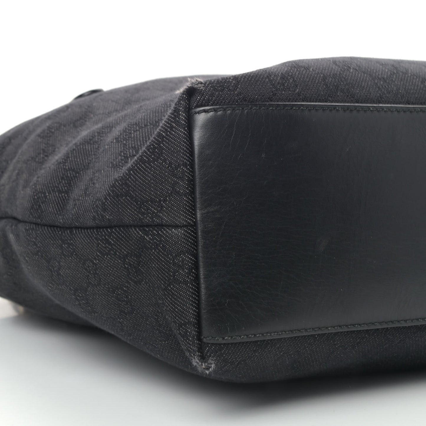 Denim Monogram Chain Bucket Tote Black