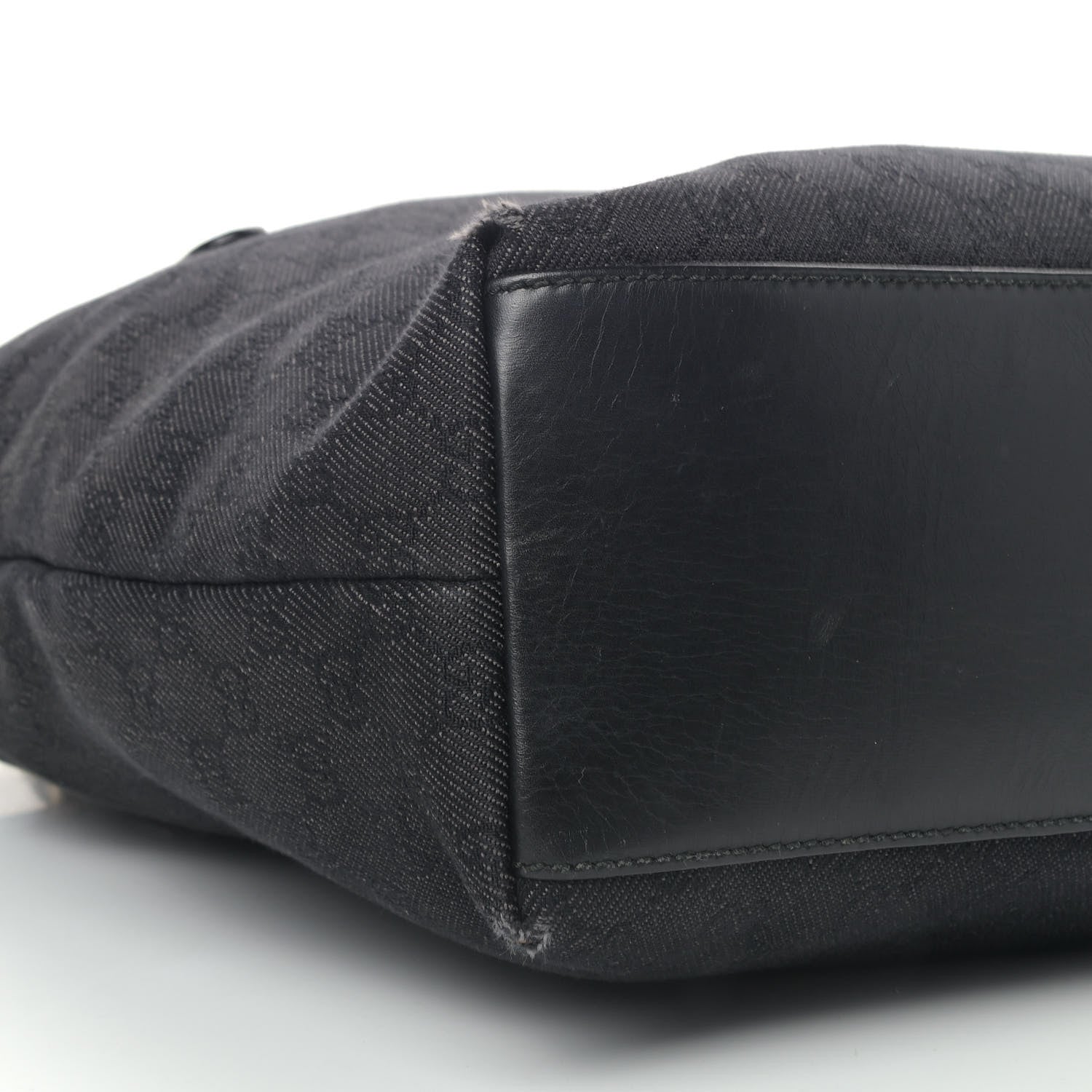 Gucci Denim Monogram Chain Bucket Tote Black 8 of 10