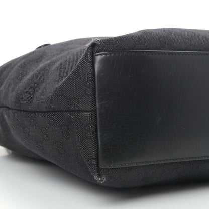 Gucci Denim Monogram Chain Bucket Tote Black 8 of 10