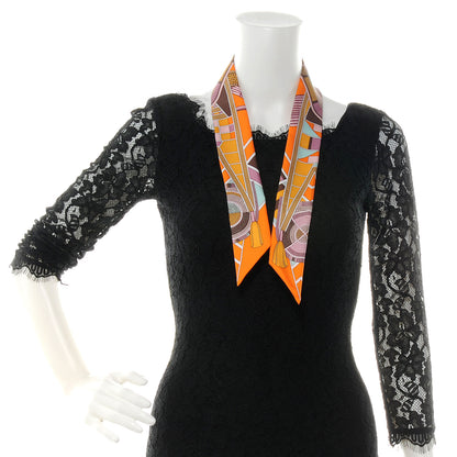 Hermes Silk L'Art Indien Des Plaines Twilly Orange 2 of 5