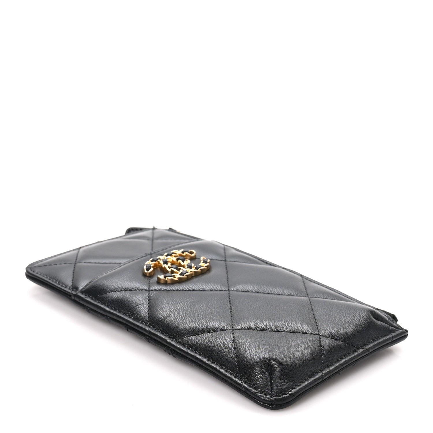 Chanel Lambskin Quilted Chanel 19 Phone and Card Holder Black 4 of 9