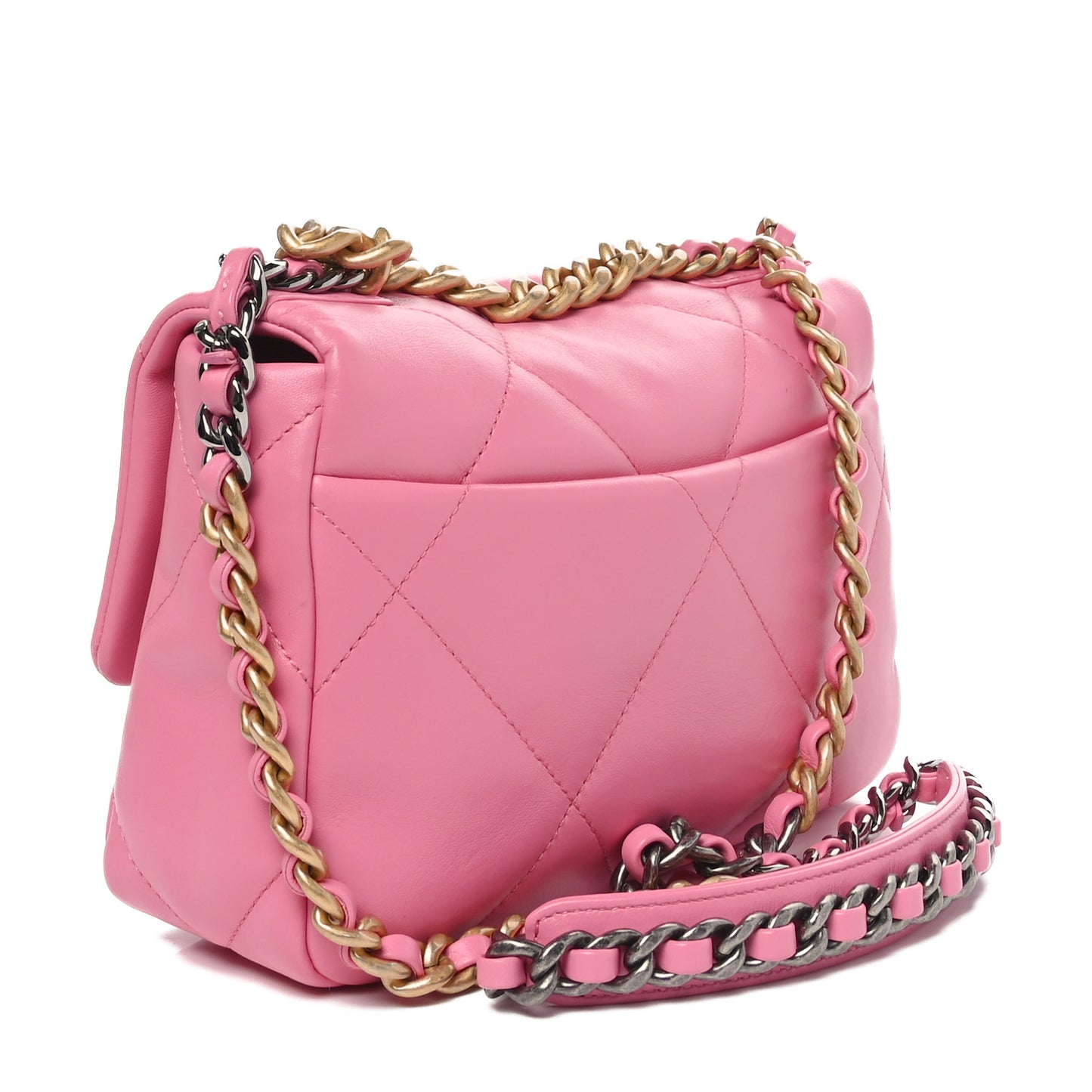 Lambskin Quilted Medium Chanel 19 Flap Pink