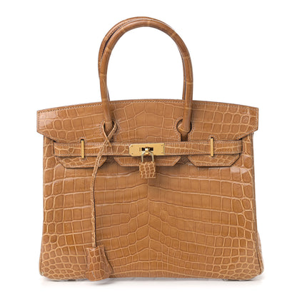 Hermes Shiny Niloticus Crocodile Birkin 30 Camel 1 of 11