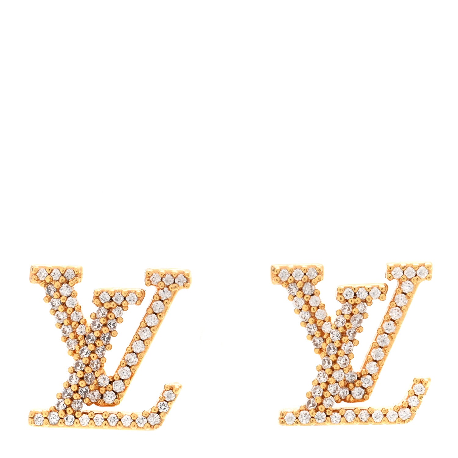 Louis Vuitton Metal Crystal LV Iconic Earrings Gold 1 of 6