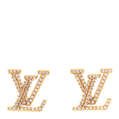 Louis Vuitton Metal Crystal LV Iconic Earrings Gold 1 of 6