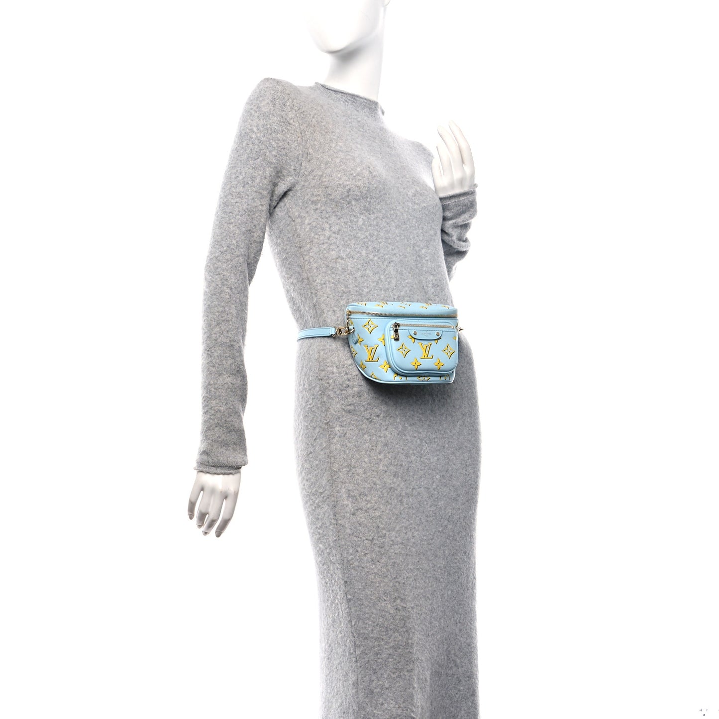 Lambskin Monogram Mini Bumbag H27 Baby Blue
