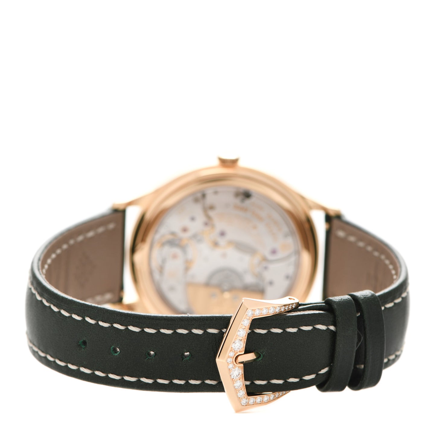 18K Rose Gold Calfskin Diamond 36mm Complications World Time Automatic Watch Green 7130R-014