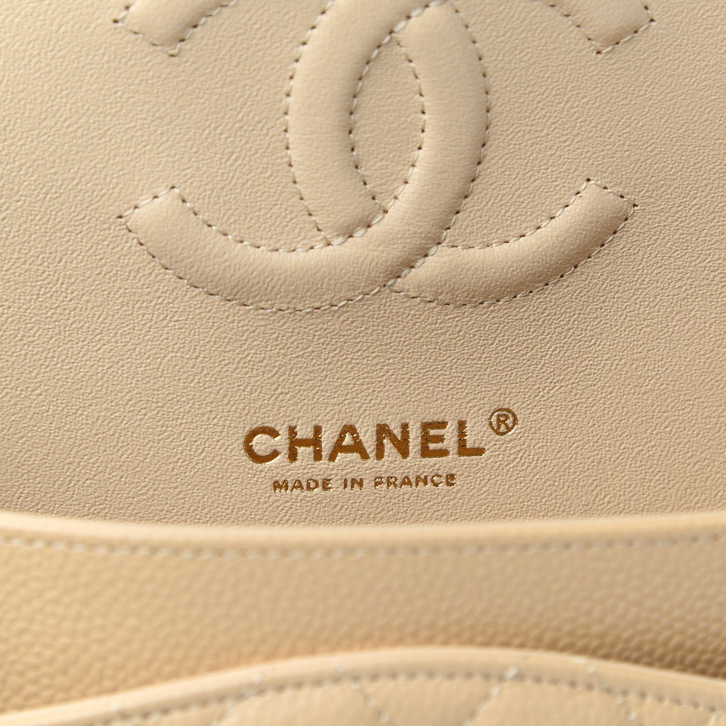 Caviar Quilted Medium Double Flap Beige Clair