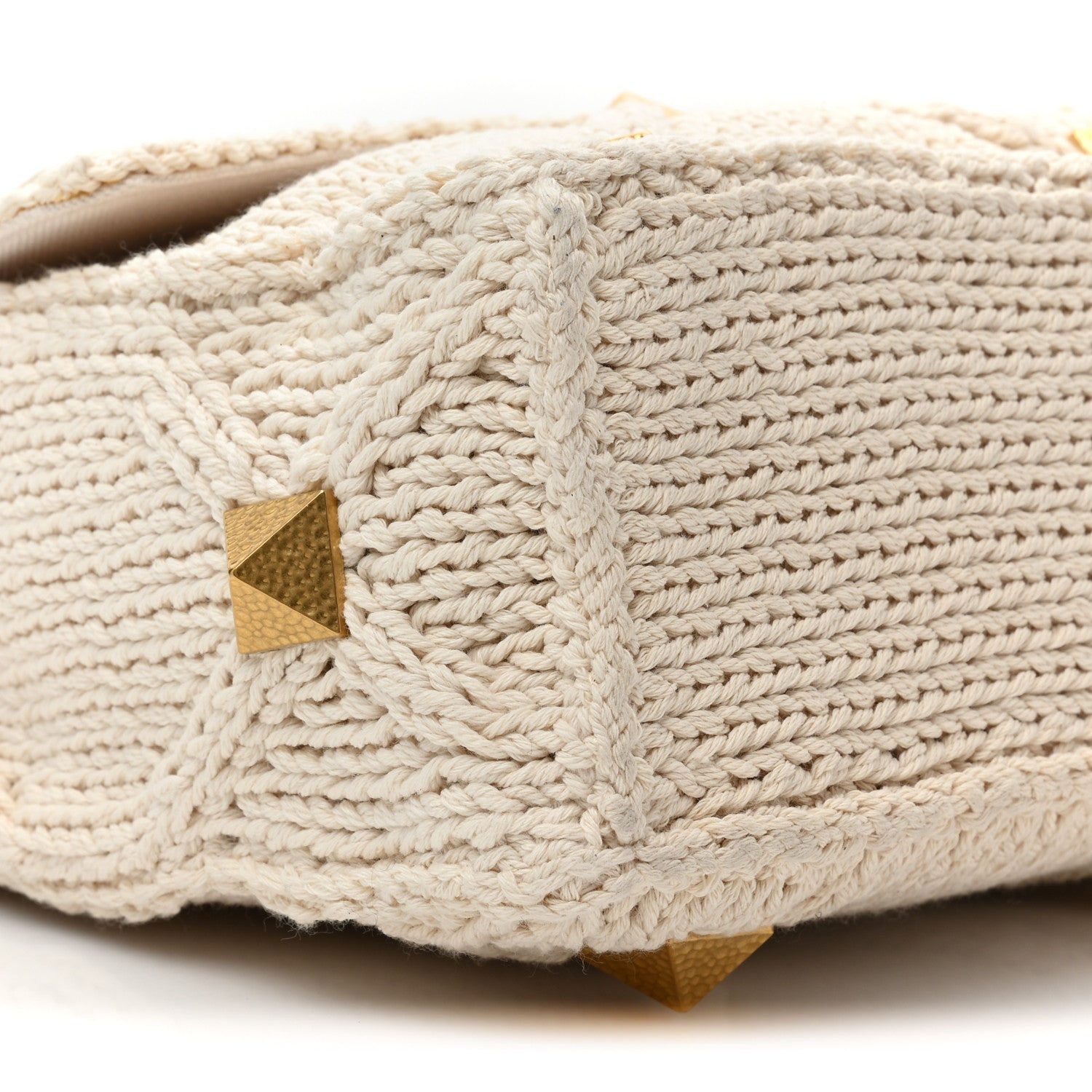 Valentino Garavani Knit Large Roman Stud Shoulder Bag Ecru 8 of 8