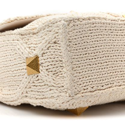 Valentino Garavani Knit Large Roman Stud Shoulder Bag Ecru 8 of 8