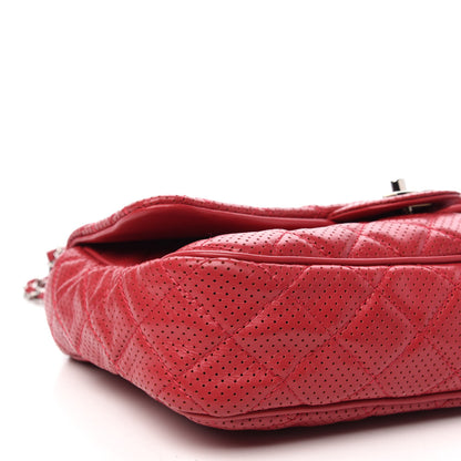 Chanel Lambskin Perforated Jumbo Punch Flap Red 6 of 11