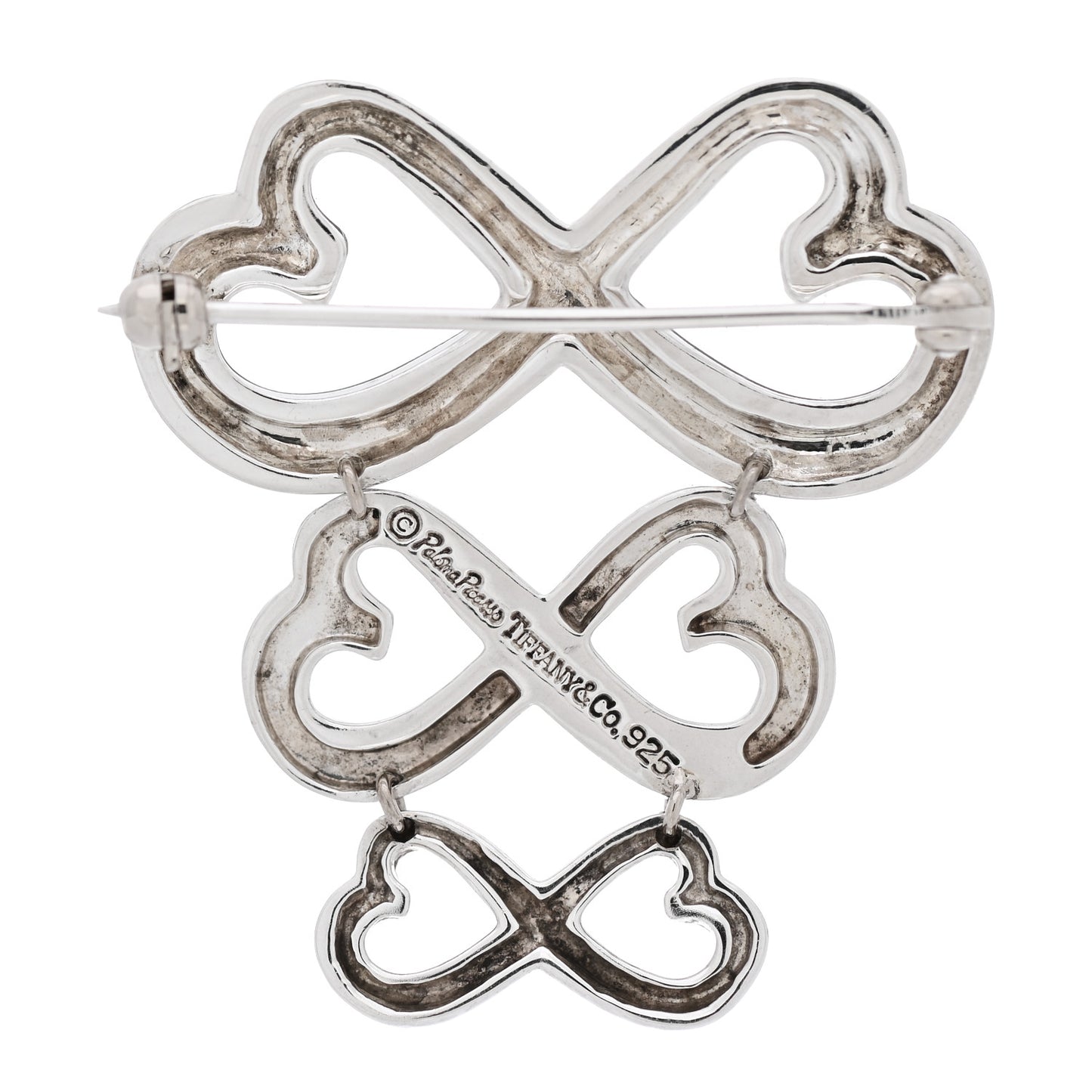 Sterling Silver Paloma Picasso Graduated Loving Heart Brooch Pin