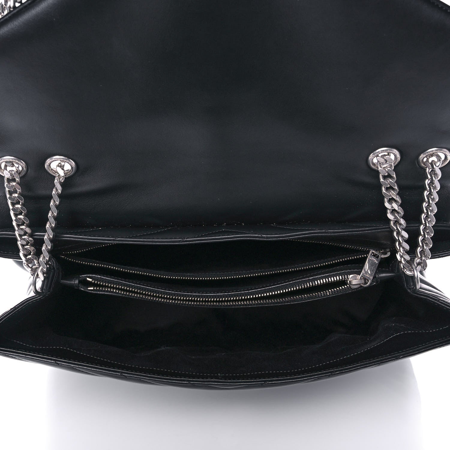 Saint Laurent Calfskin Y Quilted Monogram Large Loulou Chain Satchel Black 4 of 11