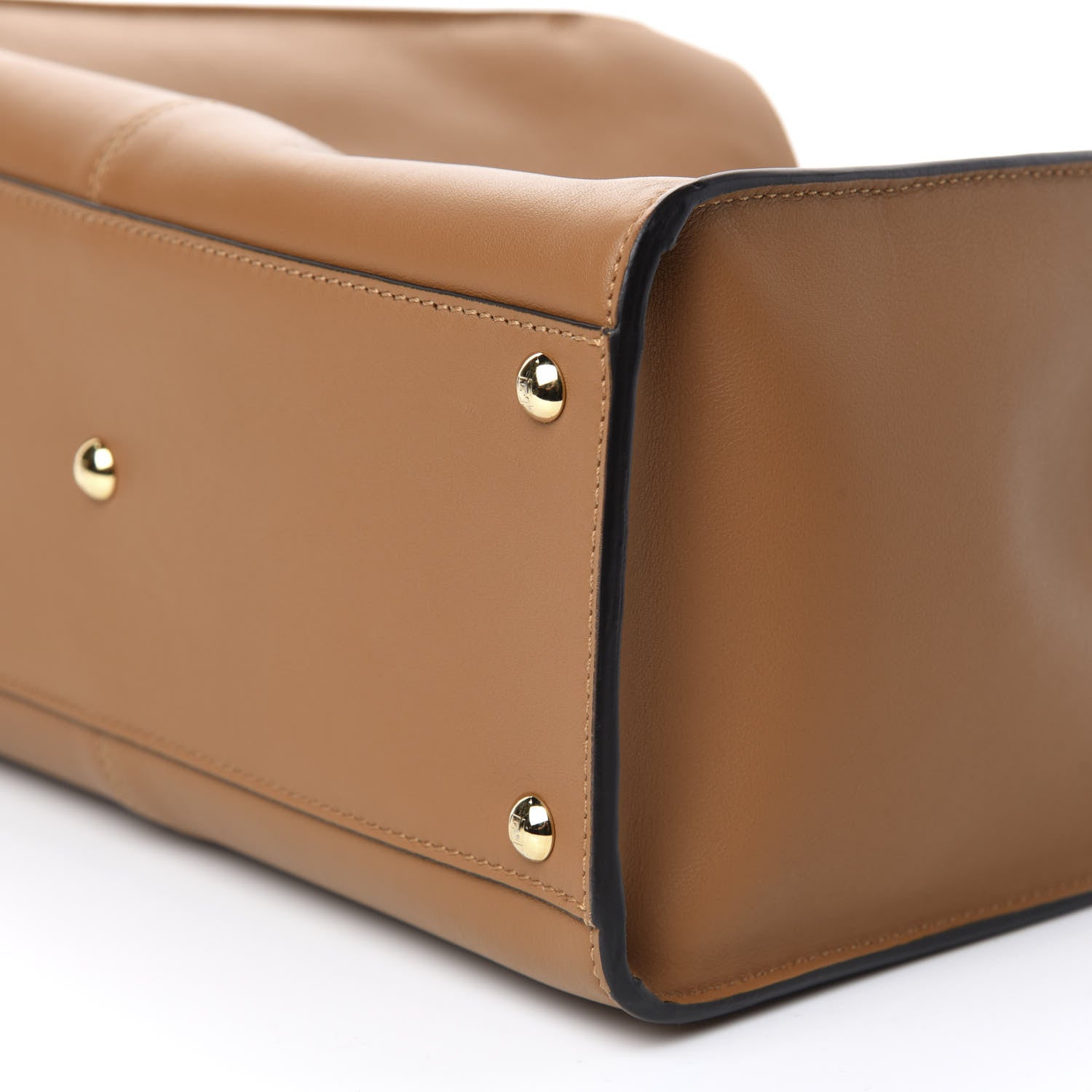 Fendi Vitello Seta Light Century Shearling FF 1974 Medium Peekaboo X-Lite Nocciolo Ebano Tobacco 7 of 10