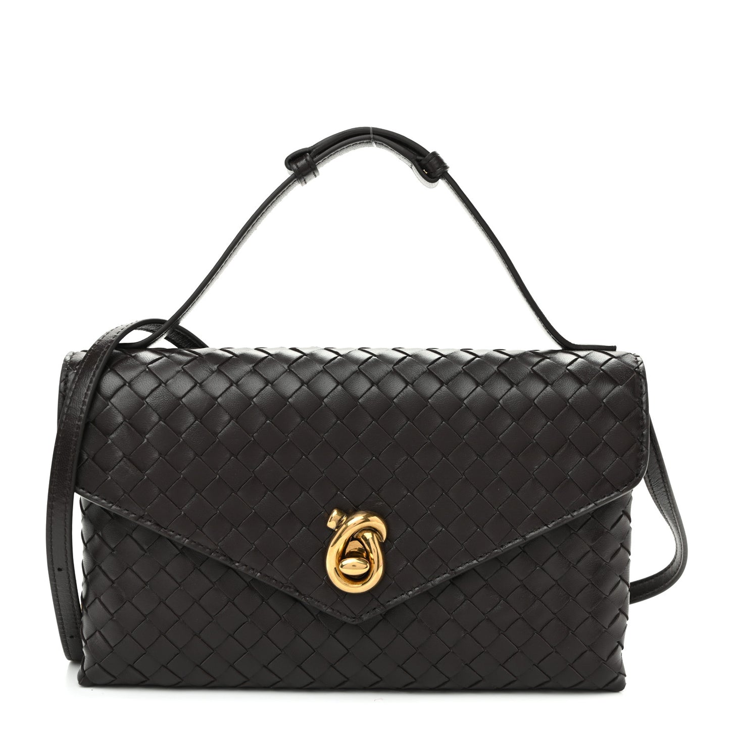 Nappa Intrecciato Knot Lock Top Handle Crossbody Bag Fondant