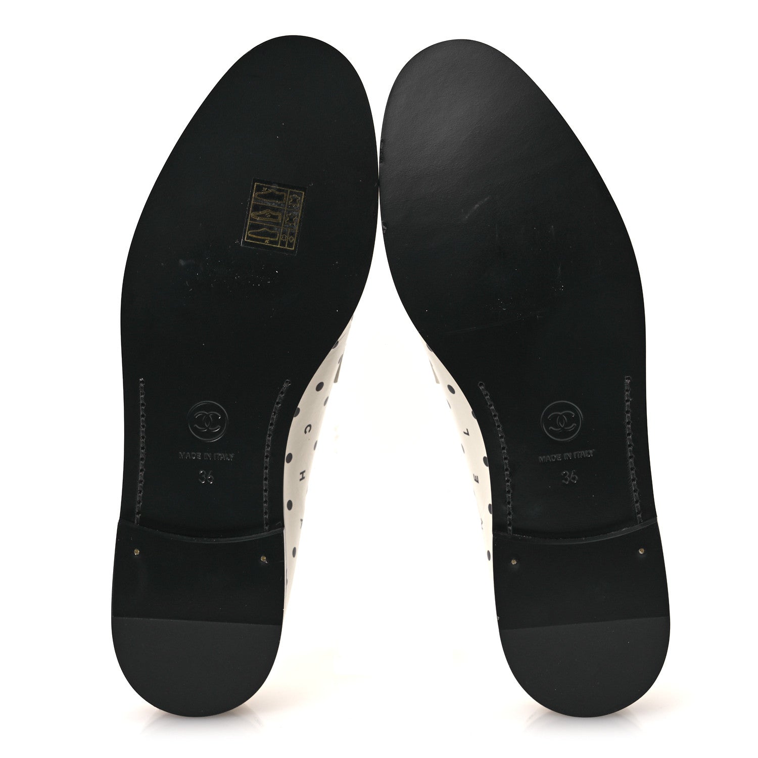 Chanel Printed Calfskin CC Dots Moccasin Loafers 36 Ivory Black 7 of 11