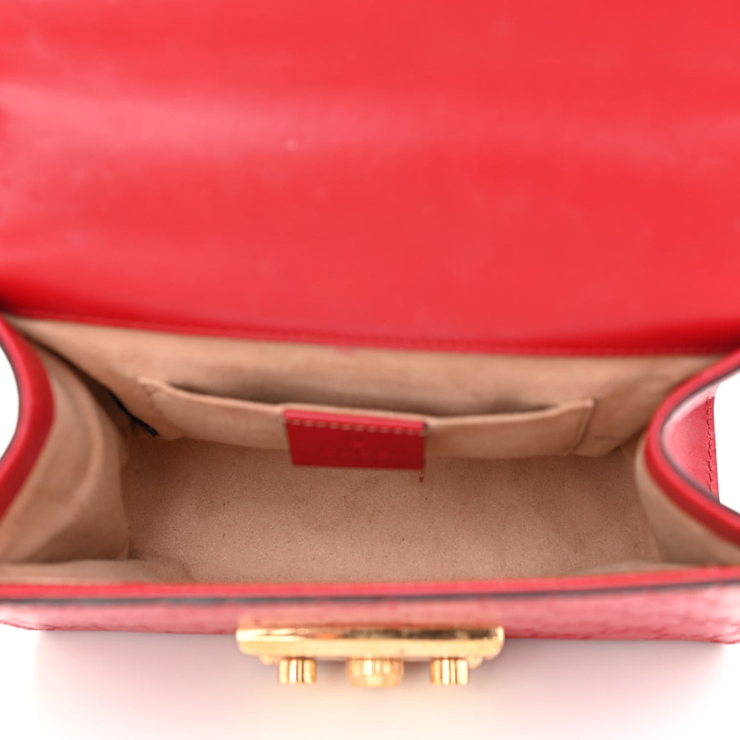 Guccissima Small Padlock Shoulder Bag Hibiscus Red