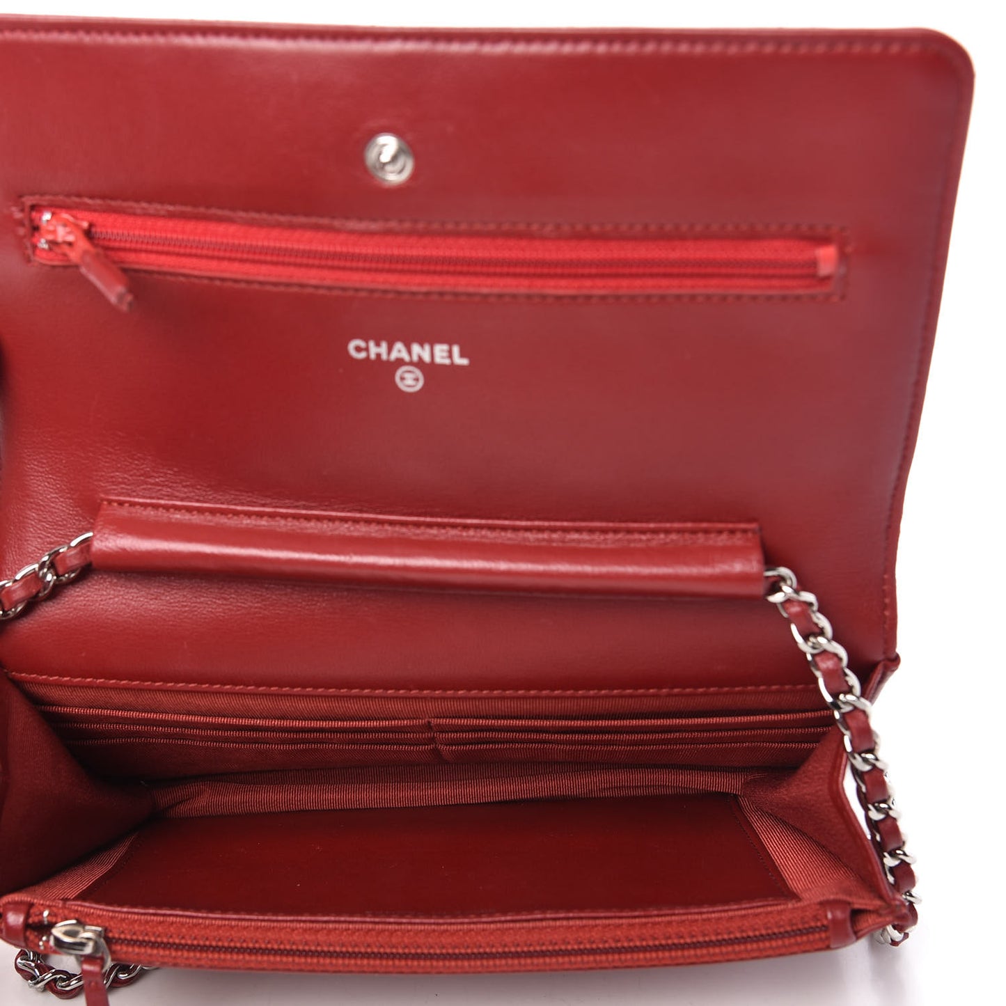 Lambskin Quilted Wallet on Chain WOC Red