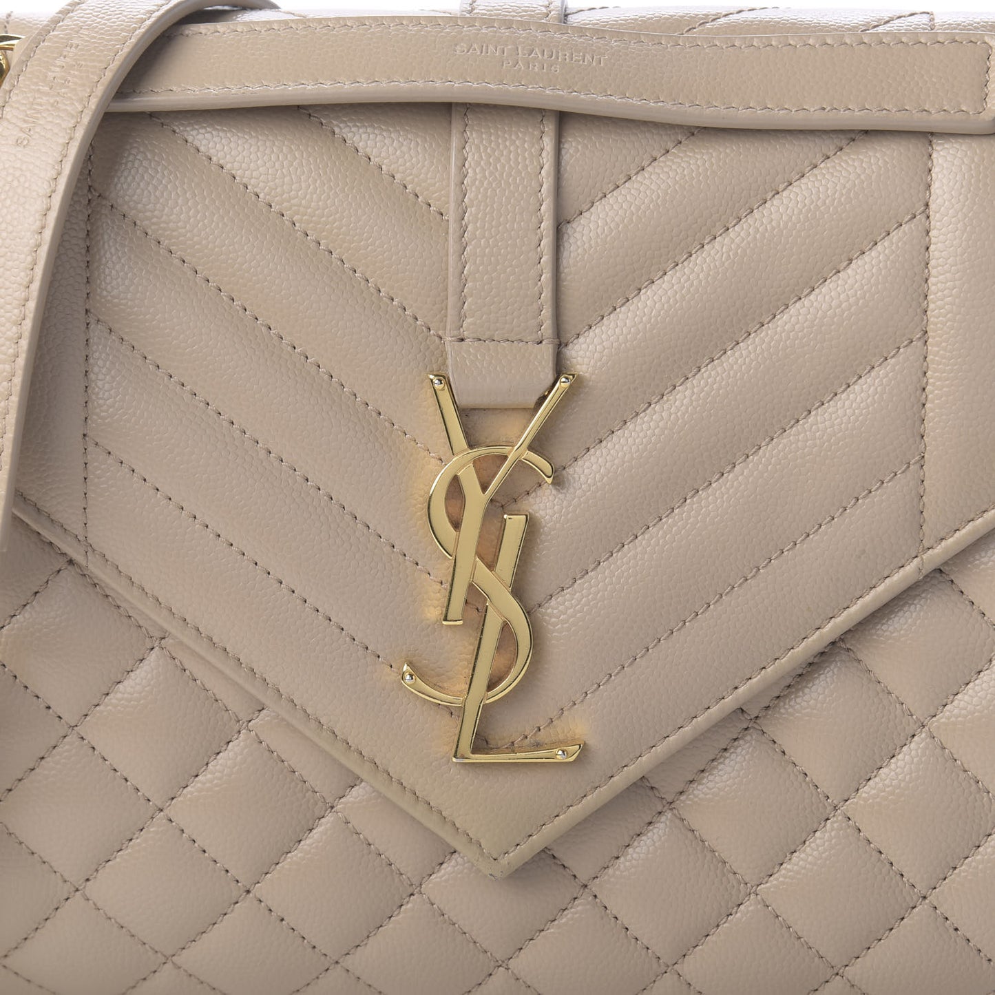 Grain De Poudre Textured Mixed Matelasse Medium Triquilt Monogram Satchel Latte Cream