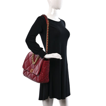 Chanel Goatskin Quilted Maxi Chanel 19 Flap Red 2 of 11