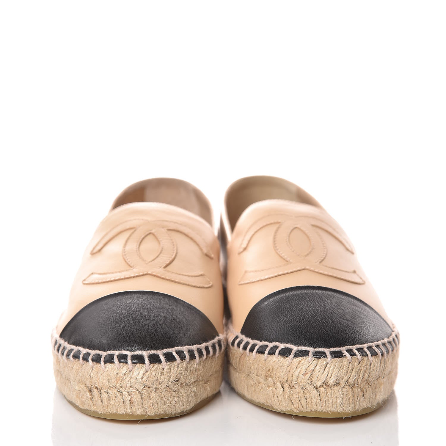 Chanel Lambskin CC Espadrilles 38 Beige Black 2 of 10